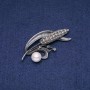 Sale! Wheat Ear Brooch Pendant with White Pearls "Majorca" 68x30mm