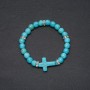 Turquoise Bracelet, 8mm+/- Diameter, Cross Insert 24x18mm+/-, 18cm Circumference, Elastic
