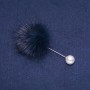Blue Mink Fur Brooch Pin, Diameter 50mm, Length 90mm