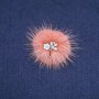 Mink Fur Brooch "Powder" with Flower, Diameter 50mm