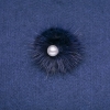 Mink Fur Brooch Purple with Bead, Diameter 50mm