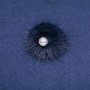 Mink Fur Brooch Purple with Bead, Diameter 50mm
