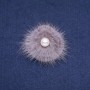 Mink Fur Brooch Gray with Bead, Diameter 50mm