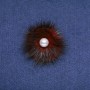 Mink Fur Brooch Burgundy with Bead, Diameter 50mm