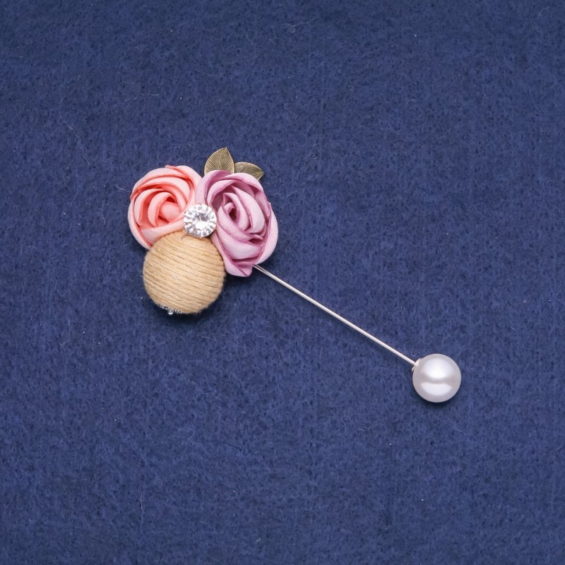 Sale! Fabric "Boutonniere" Brooch Pin 92x35mm
