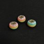 Pandora Bead Stripe Mint-Pink, 14x8mm diameter, 5mm hole, pack of 10pcs