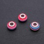 Pandora Bead Stripe Red-Blue, 14x9mm diameter, 5mm hole, pack of 10pcs