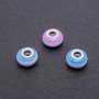 Pandora Bead Stripe Lilac-Blue, 14x8mm diameter, 5mm hole, pack of 10pcs