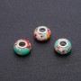 Pandora Bead "Marble" Red-Green, 14x9mm diameter, 5mm hole, pack of 4pcs