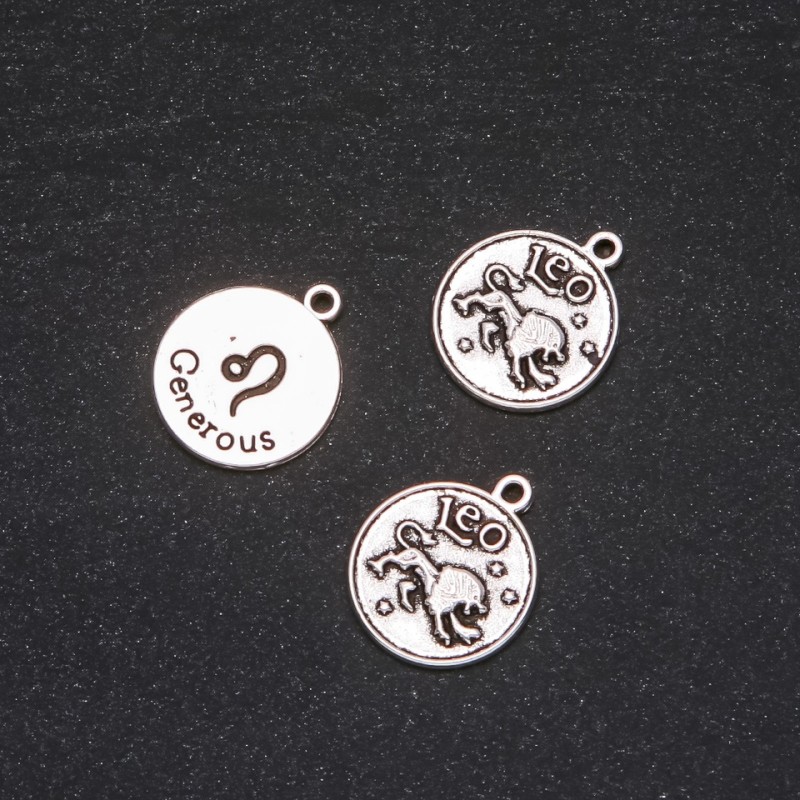 Zodiac Leo Pendant Finding, 17mm diameter, 20g pack +/- 10pcs