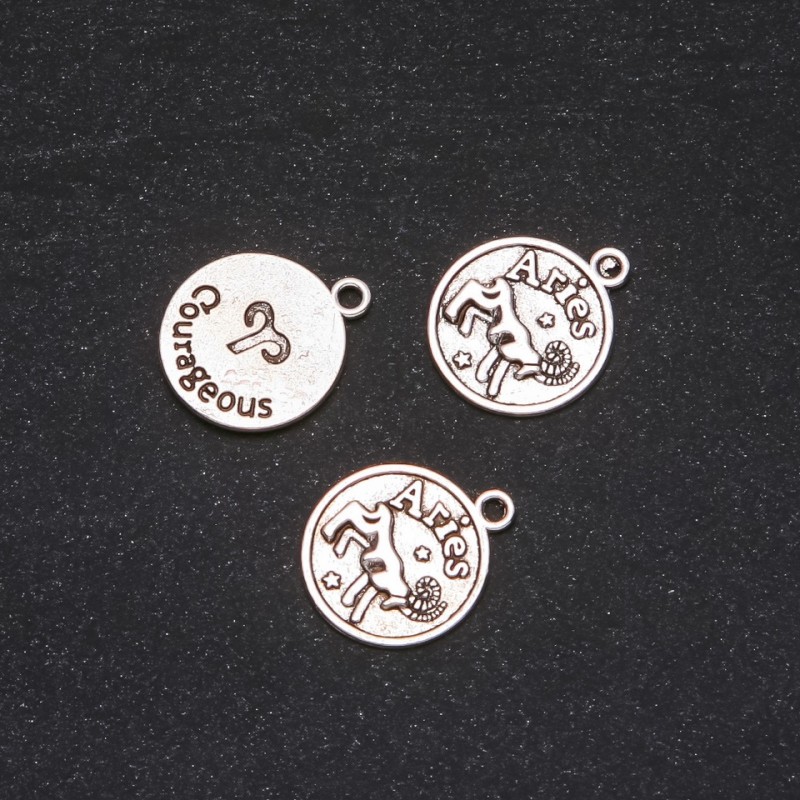 Zodiac Aries Pendant Finding, 17mm diameter, 20g pack +/- 12pcs