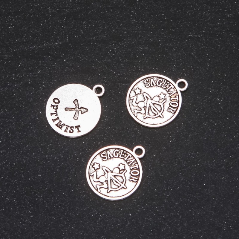 Findings Pendant Zodiac Sagittarius, diameter 17mm, package 20g +/- 13pcs