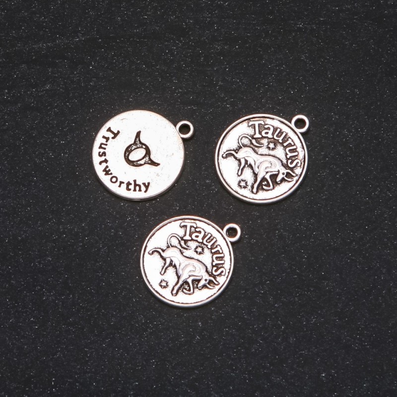 Findings Pendant Zodiac Taurus, diameter 17mm, package 20g +/- 10pcs