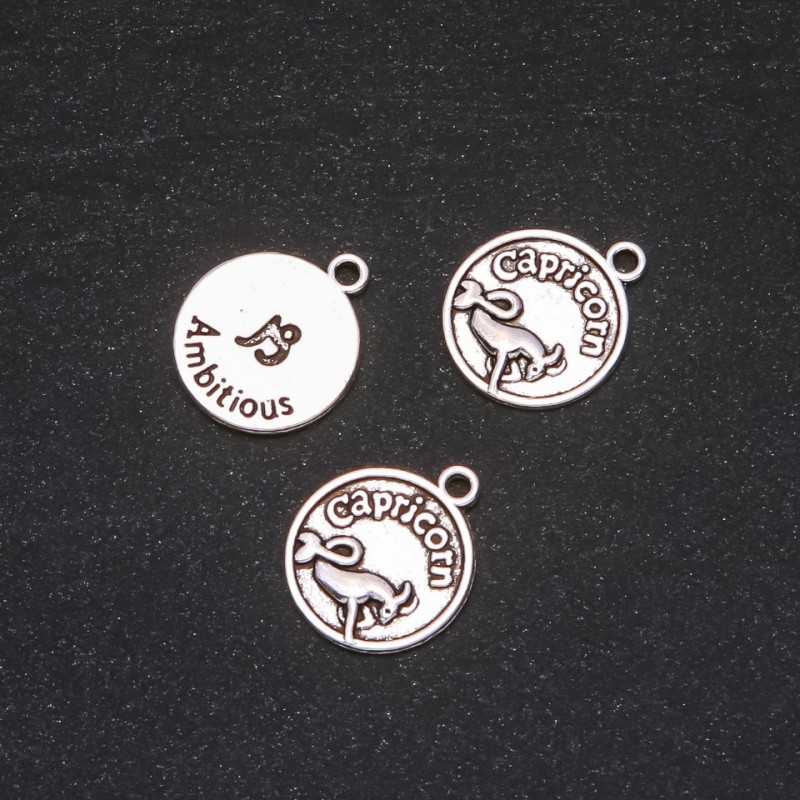 Findings Pendant Zodiac Capricorn, diameter 17mm, package 20g +/- 12pcs