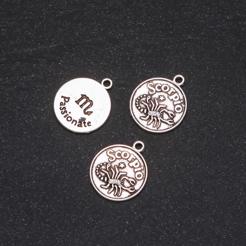 Findings Pendant Zodiac Scorpio, diameter 17mm, package 20g +/- 10pcs