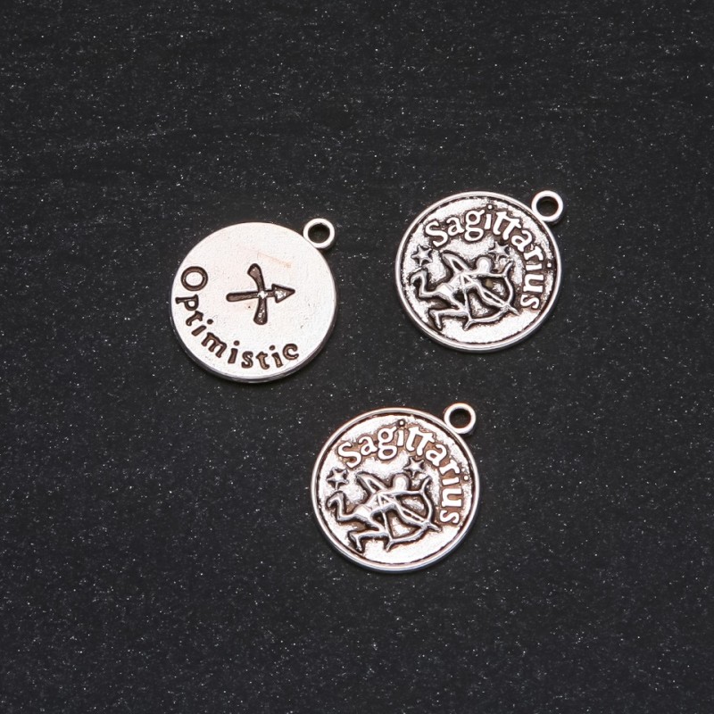 Findings Pendant Zodiac Sagittarius, diameter 17mm, package 20g +/- 10pcs