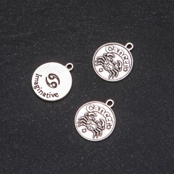 Findings Pendant Zodiac Cancer, diameter 17mm, package 20g +/- 11pcs