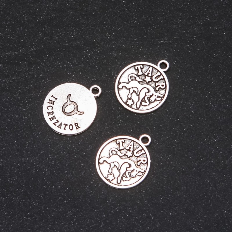 Zodiac Taurus Pendant Finding, 17mm Diameter, 20g Pack +/- 14pcs