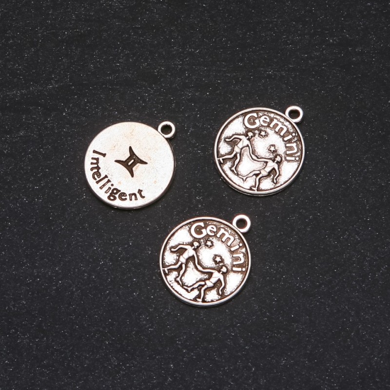 Zodiac Gemini Pendant Finding, 17mm Diameter, 20g Pack +/- 10pcs