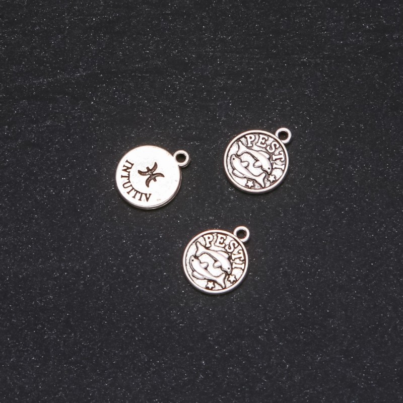Zodiac Pisces Pendant Finding, 12mm Diameter, 20g Pack +/- 18pcs