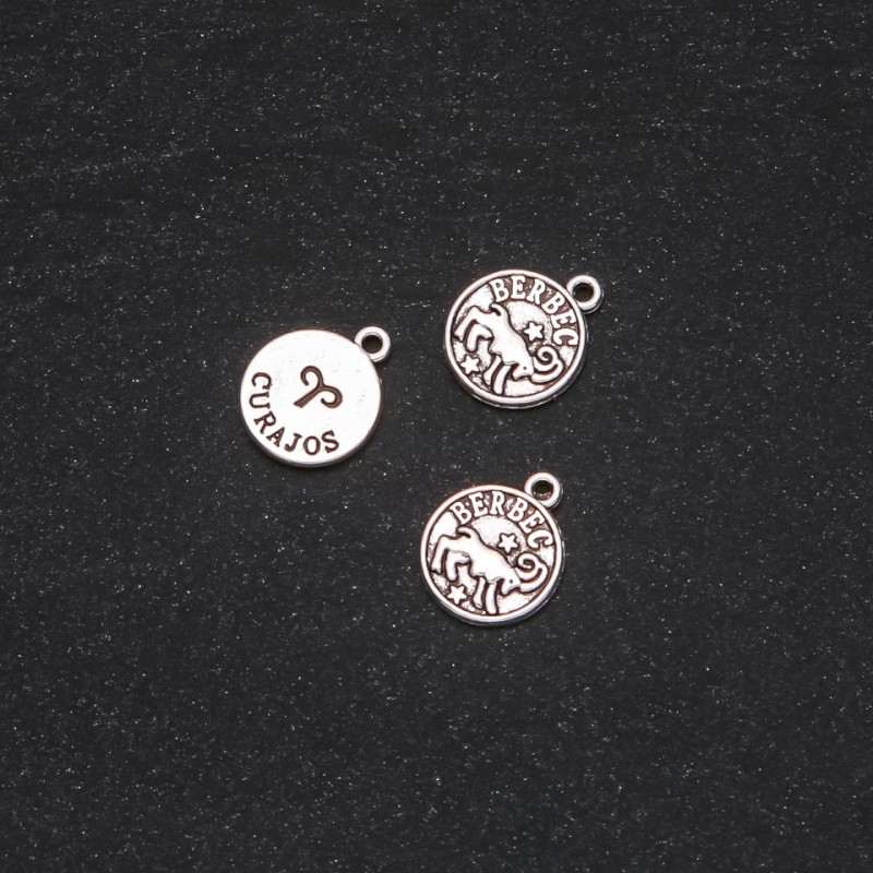 Zodiac Aries Pendant Finding, 12mm Diameter, 20g Pack +/- 18pcs