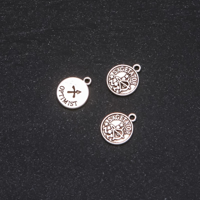 Zodiac Sagittarius Pendant Finding, 12mm Diameter, 20g Pack +/- 18pcs