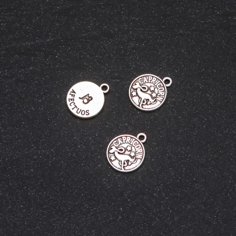 Zodiac Capricorn Pendant Finding, 12mm Diameter, 20g Pack +/- 19pcs