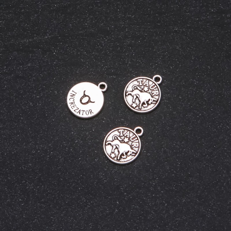 Zodiac Taurus Pendant Finding, 12mm Diameter, 20g Pack +/- 19pcs