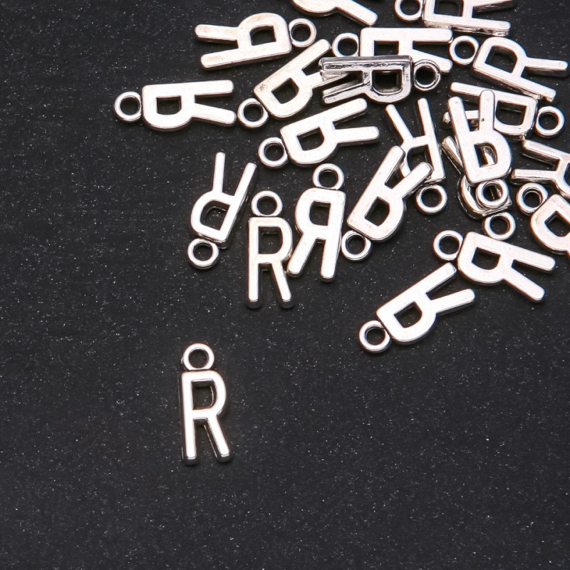 Jewelry Finding Pendant Letter "R" 17x7mm, pack of 20 grams (approx. 25 pcs)