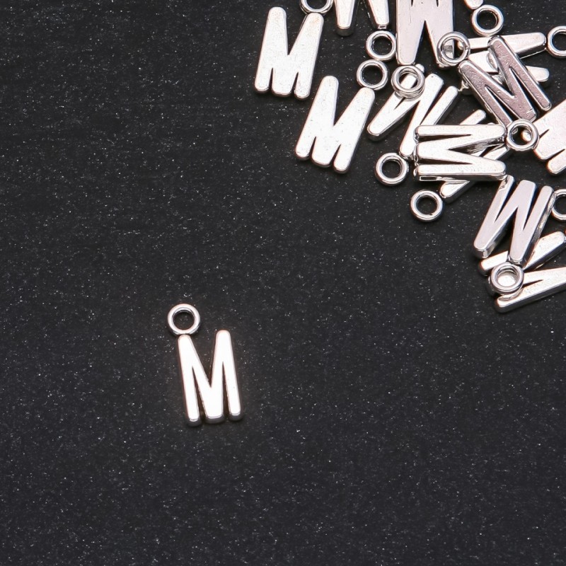 Jewelry Findings Pendant Letter "M" 17x7mm, Pack of 20g (+/- 15pcs)