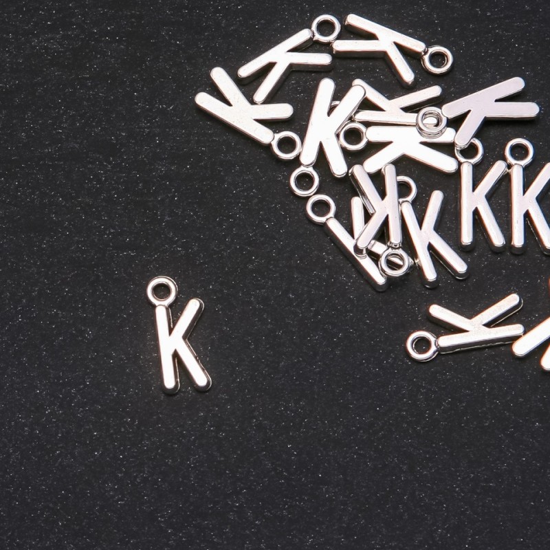 Jewelry Findings Pendant Letter "K" 17x7mm, Pack of 20g (+/- 25pcs)