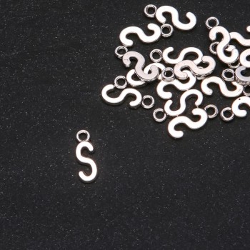 Jewelry Finding Pendant Letter "S" 17x7mm, pack of 20 grams (approx. 30 pcs)