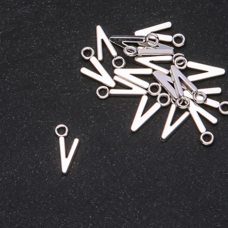 Jewelry Finding Pendant Letter "V" 17x7mm, pack of 20 grams (approx. 30 pcs)