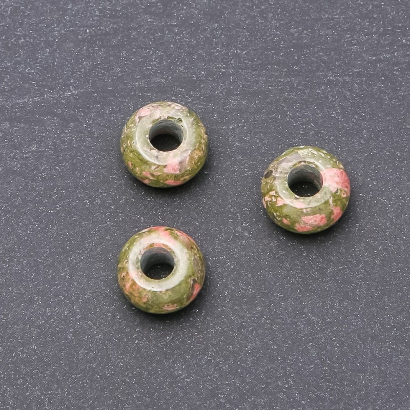 Pandora-Style Bead Natural Stone Heliotrope 14x8mm, hole diameter 5.5mm+