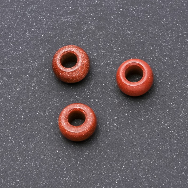Pandora-Style Bead Natural Stone Aventurine "Golden Sand" 14x9mm, hole diameter 4.5mm