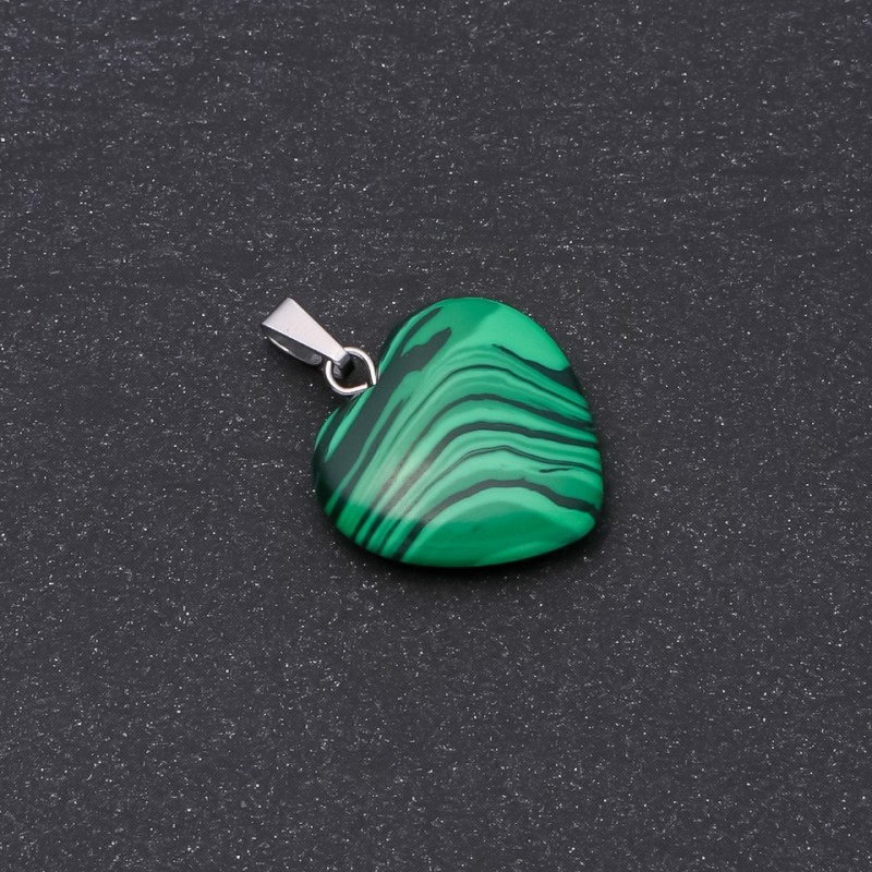 Heart Pendant Malachite (Pressed) 19x19x26mm