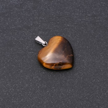 Heart Pendant Natural Stone Tiger Eye 19x19x26mm