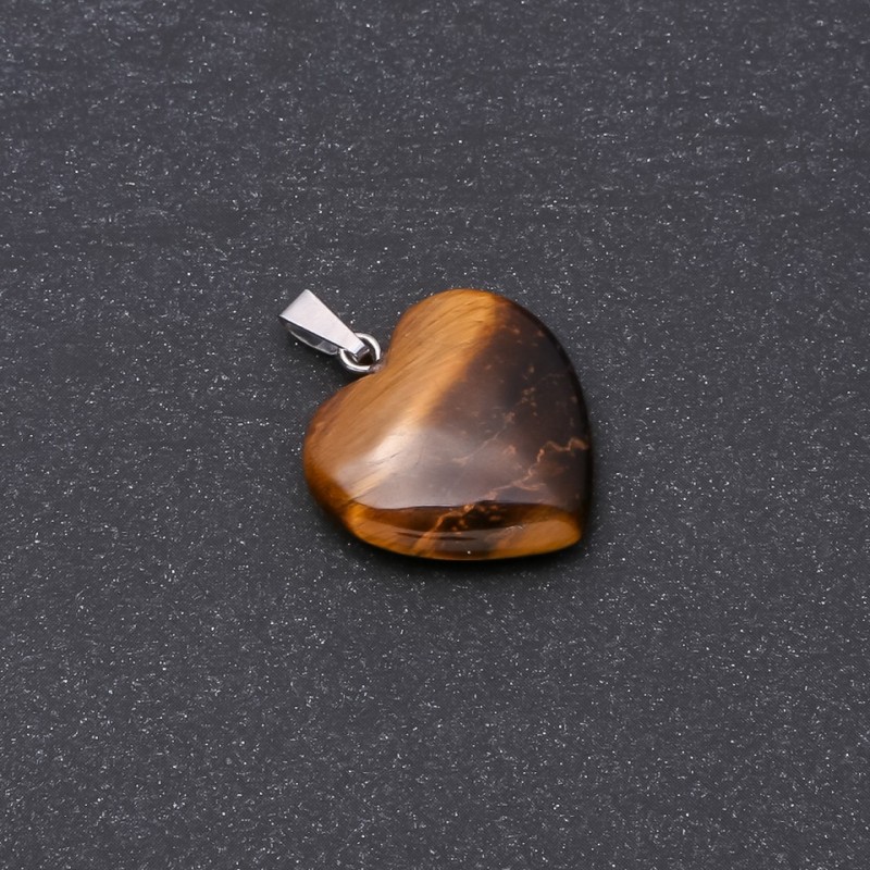 Heart Pendant Natural Stone Tiger Eye 19x19x26mm