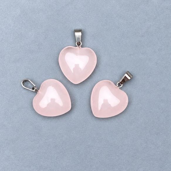 Pendant Heart Pink Quartz 19x19x26mm