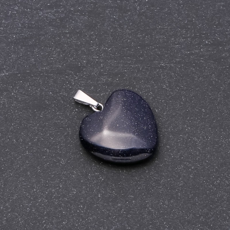 Heart Pendant Aventurine Blue Sand Night of Cairo (Synthetic), 19x19x26mm