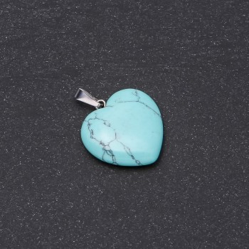 Heart Pendant "Green Turquoise" (Pressed), 19x19x26mm