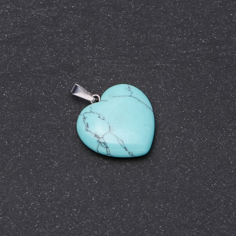 Heart Pendant "Green Turquoise" (Pressed), 19x19x26mm