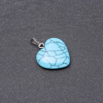 Heart Pendant Blue Turquoise (Pressed), 19x19x26mm