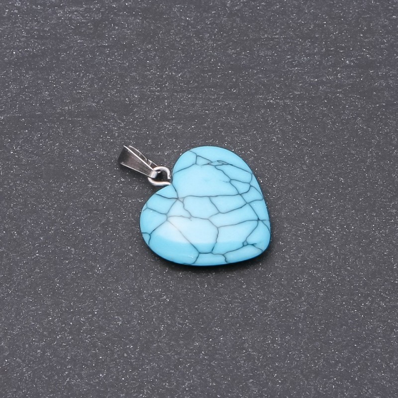 Heart Pendant Blue Turquoise (Pressed), 19x19x26mm