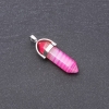 Hexagon Pendant Natural Pink Agate Stone, 41x34x9mm