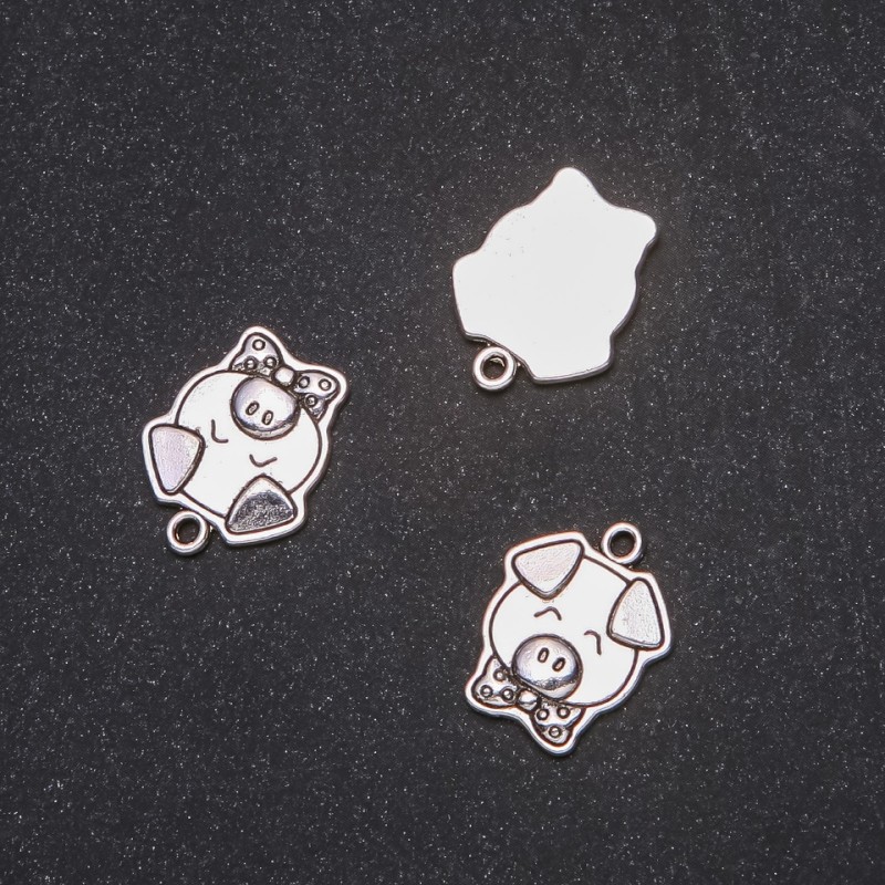 Piglet Pendant Finding 16x20mm, 20g Pack +/-9pcs