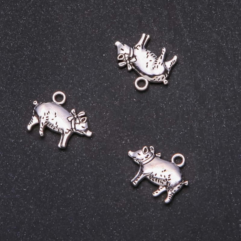 Findings Pendant Piggy 20x16mm pack 20g +/-8pcs