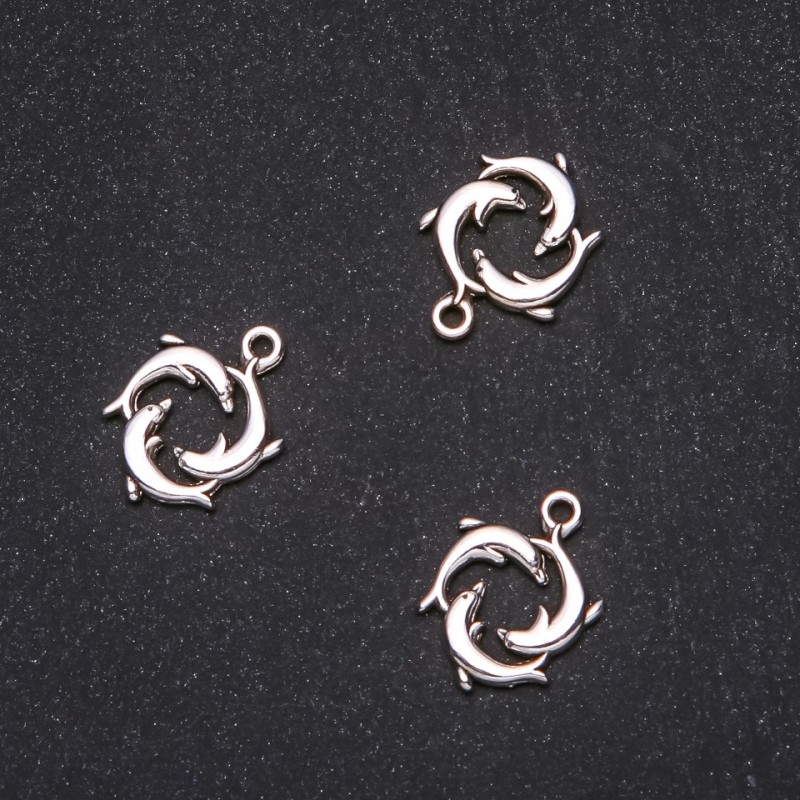 Findings Trio Dolphins Pendant 15x20mm, Pack 20g +/-13pcs