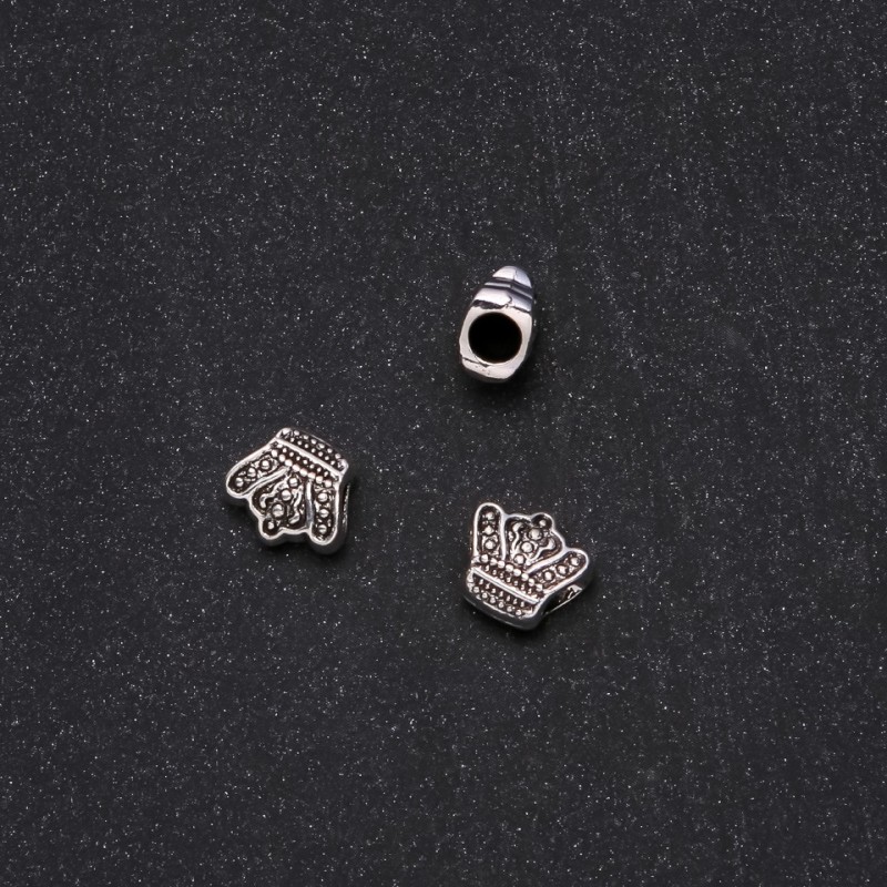 Jewelry Findings Pandora-Style Crown Bead 10x12mm, Hole Diameter 4mm, Pack of 11+ pcs