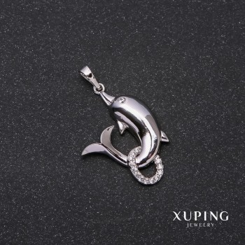 Xuping Dolphin Pendant 33x28x20mm Rhodium